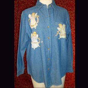 PTNY blue denim Shirt blouse 1X ✨